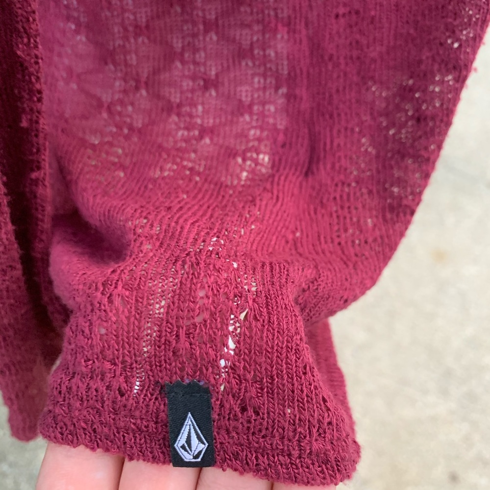 Volcom Open Front Cardigan Size Xs Dark Red - image 5
